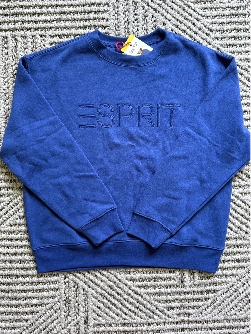 NWT Esprit Women's Logo Fleece Crewneck Viral 80's Vintage NWT Blue size S